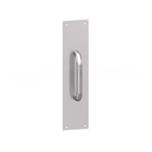 34G 3-1/2" x 15" Square Corner Plate with 8" Center to Center 4G 1" Round Pull, Satin Stainless Steel Finish