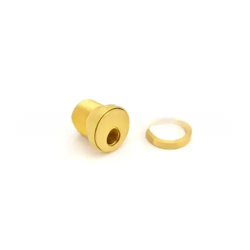 Small Format Interchangeable Core Mortise Cylinder with Standard Cam, Compression Ring, and 1/4" Blocking Ring Satin Brass Finish