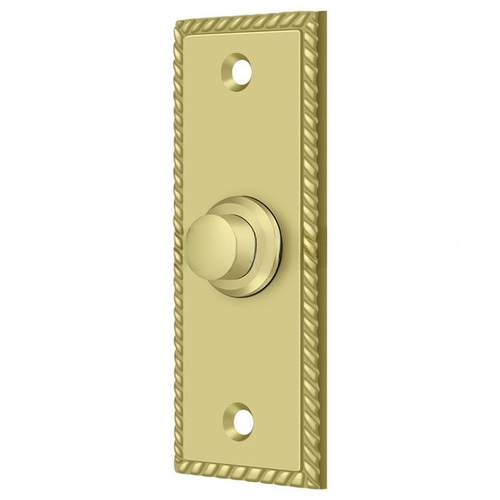3-1/4" Height X 1-1/4" Width Contemporary Rectangular Bell Button With Rope Polished Brass