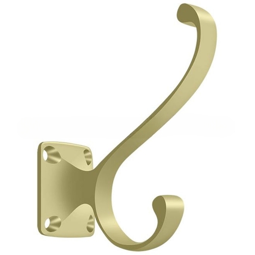 3-3/8" Height Heavy Duty Coat And Hat Hook Unlacquered Brass