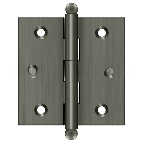 2-1/2" Height X 2-1/2" Width Full Inset Cabinet Butt Hinge With Ball Tip Antique Nickel