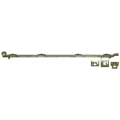 42" Length HD Surface Door Bolt With Offset Antique Brass