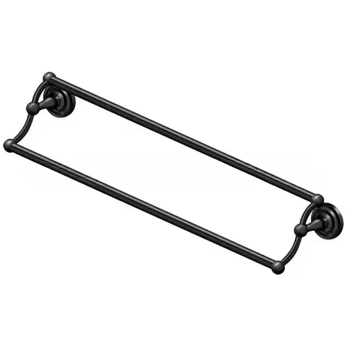 24" Center To Center R-Series Bathroom Towel Bar Double Paint Black