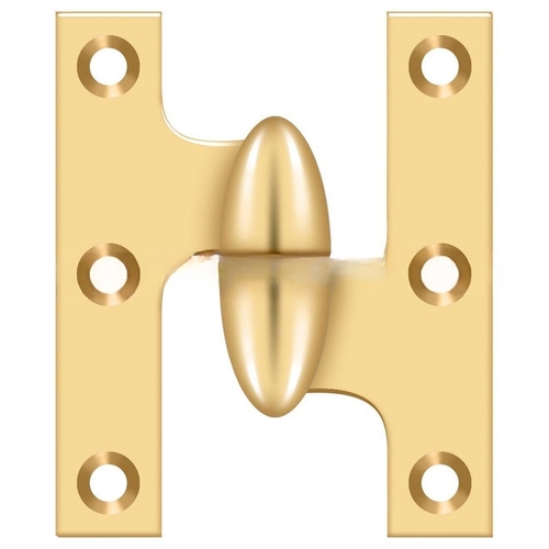 2-1/2" Height X 2" Width Olive Knuckle Door Hinge With Ball Bearing Right Hand Lifetime Polished Brass