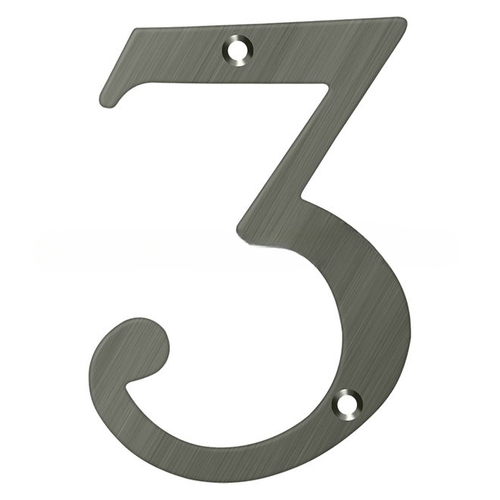 6" Height Residential House Number Number 3 Antique Nickel - pack of 10