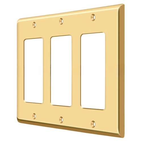 Switch Plate Cover 3 Rocker Lifetime Polished Brass