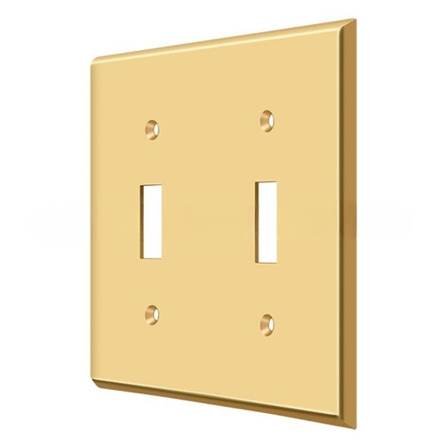 Switch Plate Cover 2 Toggle Lifetime Polished Brass