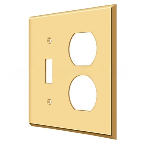 Switch Plate Cover 1 Toggle & 2 Receptacle Lifetime Polished Brass