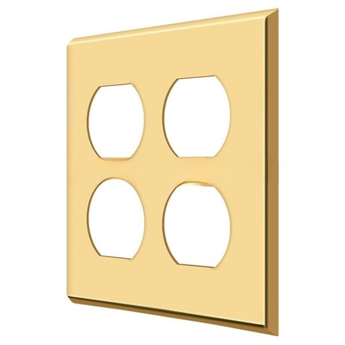 Switch Plate Cover 4 Receptacle Lifetime Polished Brass