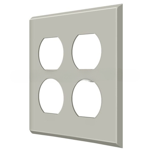 Switch Plate; Quadruple Outlet; Satin Nickel Finish