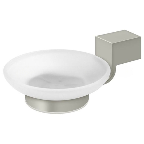 ZA Series Glass Soap Holder With Zinc / Aluminum Mount Satin Nickel - pack of 10