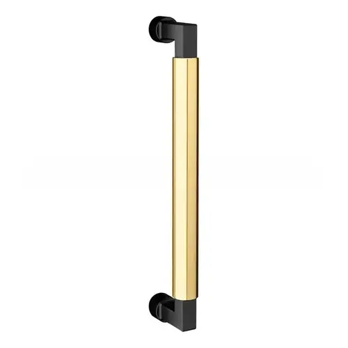 10" Contemporary Door Pull with Unlacquered Brass Pull Grip On The Satin Black Finish