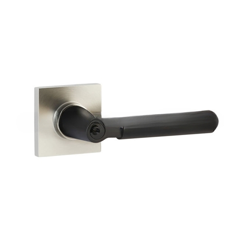 Key In L-Square Flat Black Stem Smooth Flat Black Lever Left Hand 2-3/8" and 2-3/4" Backset Keyed Entry with Square Rose for 1-1/4" to 2-1/16" Door Satin Nickel Finish