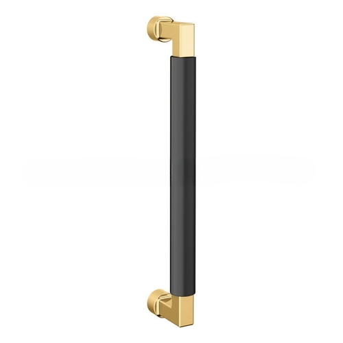 10" Contemporary Door Pull with Satin Black Pull Grip On The Unlacquered Brass Finish