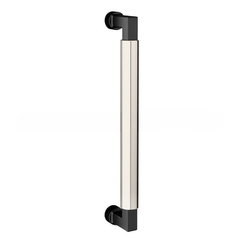 10" Contemporary Door Pull with Lifetime Bright Nickel Pull Grip On The Satin Black Finish