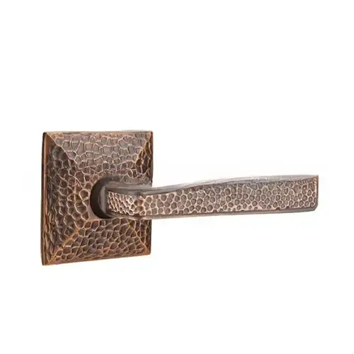 Hammered Lever Left Hand 2-3/8" Backset Passage with Hammered Rose for 1-1/4" to 2" Door Flat Black Finish