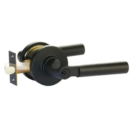 Hercules Lever Right Hand 2-3/8" and 2-3/4" Backset Keyed Entry with Disk Rose for 1-1/4" to 2-1/16" Door Flat Black Finish