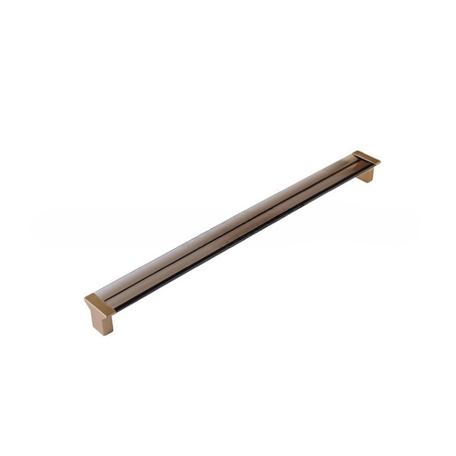 Positano 320 mm Center to Center Cabinet Pull with Smoke Glass Signature Satin Brass Finish
