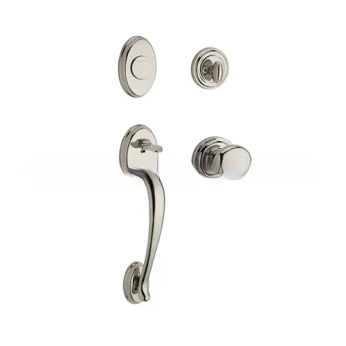 Full Dummy Columbus Handleset Round Knob and Traditional Round Rose Lifetime Bright Nickel Finish