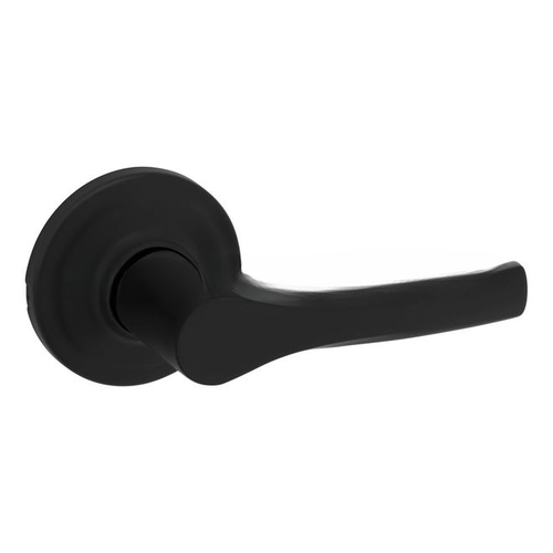 Henley Lever Passage Door Lock with 6AL Latch and RCS Strike Matte Black Finish