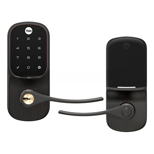 Connected by August Assure Lever Touchscreen Keyed Entry Lock US10BP Oil Rubbed Bronze Permanent Finish