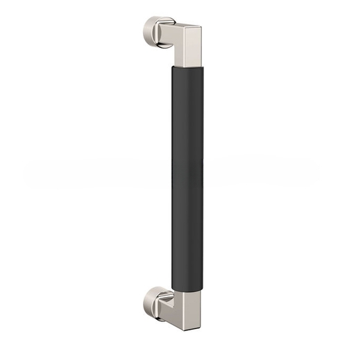 8" Contemporary Door Pull with Satin Black Pull Grip On The Lifetime Bright Nickel Finish