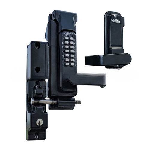 Sumo Surface Mount Gate Lock with Passage and Key Lockout Function with Single Combination Jet Black Marine Grade Finish