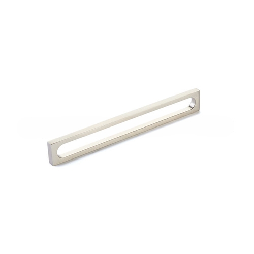 8-3/8" Cafe Modern Oval Slot Cabinet Pull with 8" Center to Center Brushed Nickel Finish