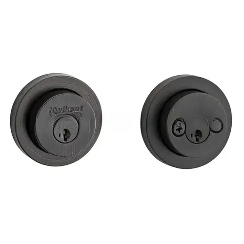 Milan Round Rose Double Cylinder Deadbolt SmartKey with 6AL Latch and STRKP Strike Pack which includes Square Corner, Round Corner and 5303 Round Corner Full Lip Strikes KA3 Venetian Bronze Finish