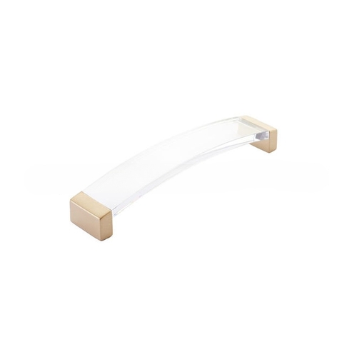 Positano Arched 160 mm Center to Center Cabinet Pull with Clear Glass Signature Satin Brass Finish