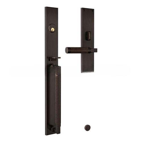 Gramercy Knurled Right Hand Single Cylinder Entry Mortise Lock Trim Venetian Bronze Finish