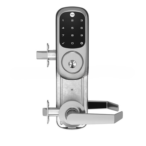 Assure Lock Touchscreen Stand Alone Valdosta Interconnected Lockset and Deadbolt with 5-1/2" Center to Center, Schlage C Keyway, and RC Latch and Strike US15 (619) Satin Nickel Finish