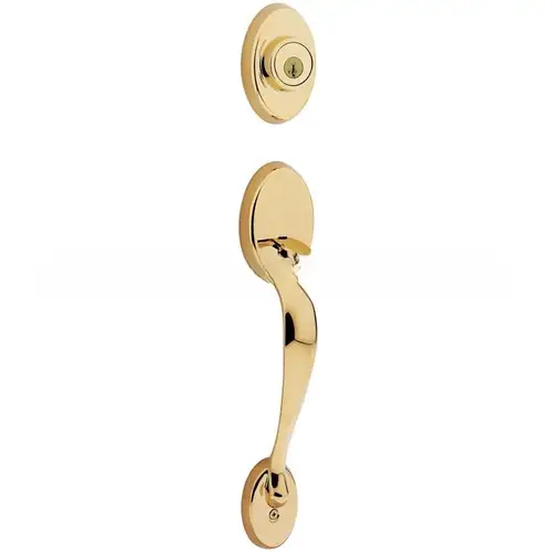 Chelsea Single Cylinder Exterior Handleset SmartKey with 6AL Latch and STRKP Strike Pack which includes Square Corner, Round Corner and 5303 Round Corner Full Lip Strikes Lifetime Brass Finish