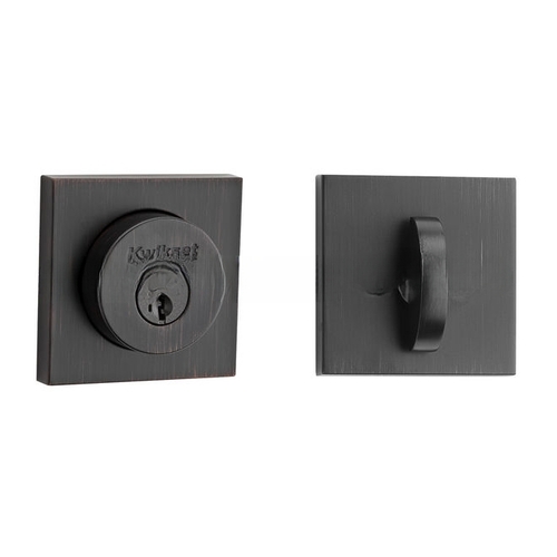 Halifax Square Rose Single Cylinder Deadbolt SmartKey with 6AL Latch and STRKP Strike Pack which includes Square Corner, Round Corner and 5303 Round Corner Full Lip Strikes KA3 Venetian Bronze Finish