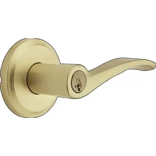 Sedona Lever Entry Door Lock SmartKey with 6AL Latch and RCS Strike Satin Brass Finish