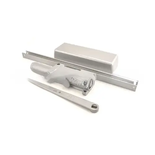 Right Hand Size 1 Top Jamb Push Side Mounted Track Door Closer with TBSRT Thru Bolts 689 Aluminum Finish