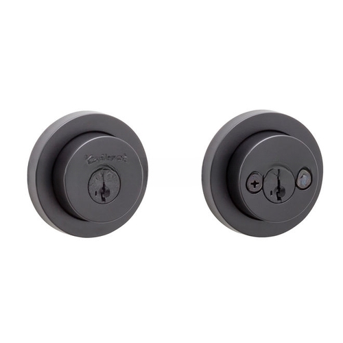 Milan Round Rose Double Cylinder Deadbolt SmartKey with 6AL Latch and STRKP Strike Pack which includes Square Corner, Round Corner and 5303 Round Corner Full Lip Strikes KA3 Matte Black Finish