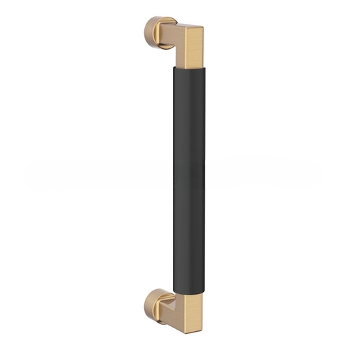 8" Contemporary Door Pull with Satin Black Pull Grip On The Lifetime Satin Brass Finish