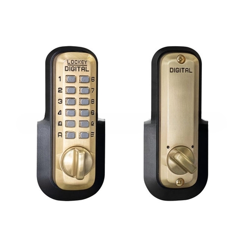 EZ Mechanical Keyless Combination Deadbolt Lock Single Combination Satin Brass