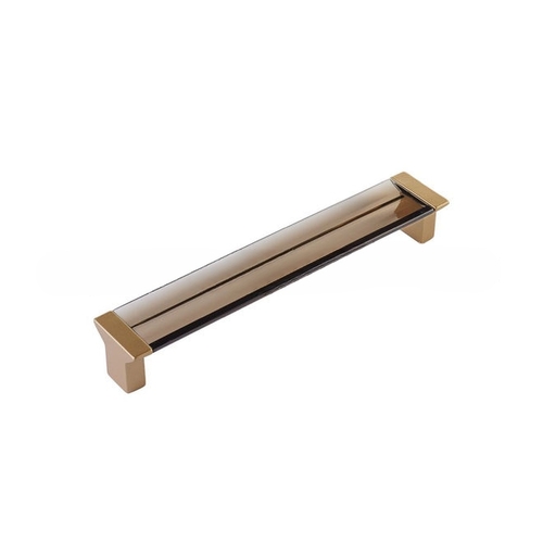 Positano 160 mm Center to Center Cabinet Pull with Smoke Glass Signature Satin Brass Finish