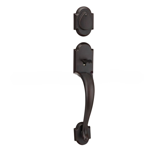 Austin Single Cylinder Exterior Handleset SmartKey with 6AL Latch and STRKP Strike Pack which includes Square Corner, Round Corner and 5303 Round Corner Full Lip Strikes Venetian Bronze Finish