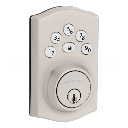 Traditional Powerbolt Electronic SmartCode Deadbolt with 4AL Latch and RCS Strike Satin Nickel Finish