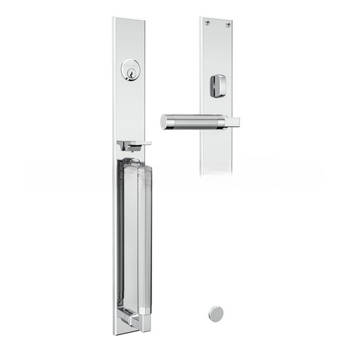 Gramercy Knurled Right Hand Single Cylinder Entry Mortise Lock Trim Bright Chrome Finish