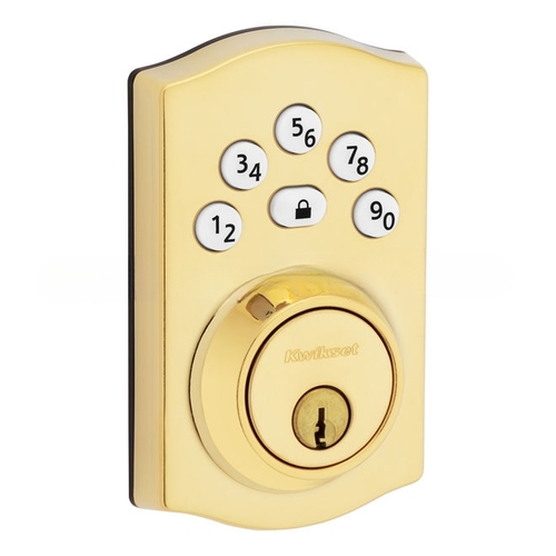 Traditional Powerbolt Electronic SmartCode Deadbolt with 4AL Latch and RCS Strike Lifetime Brass Finish