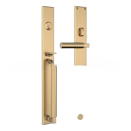 Gramercy Right Hand Single Cylinder Entry Mortise Lock Trim with Lifetime Satin Brass Finish