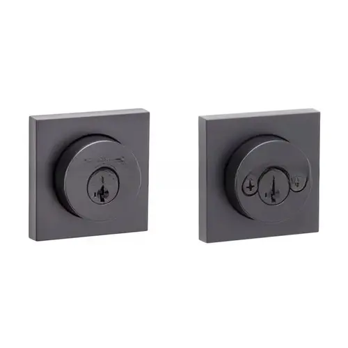 Halifax Square Rose Double Cylinder Deadbolt SmartKey with 6AL Latch and STRKP Strike Pack which includes Square Corner, Round Corner and 5303 Round Corner Full Lip Strikes KA3 Matte Black Finish