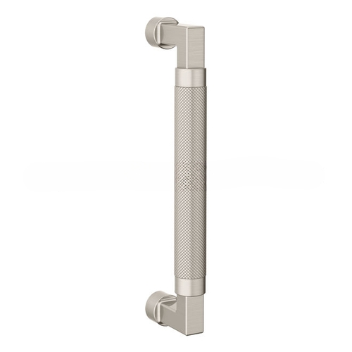 8" Contemporary Knurled Grip Door Pull Lifetime Satin Nickel Finish