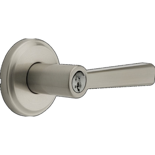 Trafford Lever Entry Door Lock SmartKey with 6AL Latch and RCS Strike Satin Nickel Finish