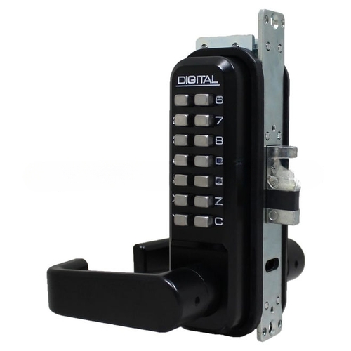 Lockey 2985-JB Mechanical Keyless Narrow Stile Lever Lock Single Combination Jet Black