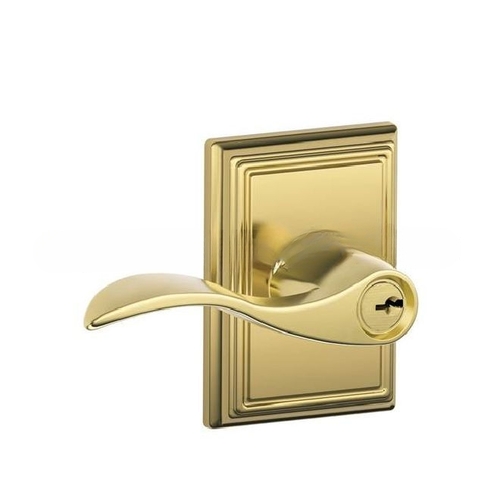 F51A Accent Keyed Entry Lever Lock With Addison Trim Bright Brass